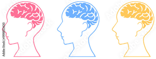 横顔と頭脳のシンプルなイラスト