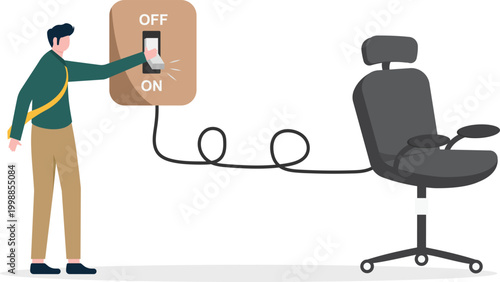 Professional turning on office seating with chair power switch