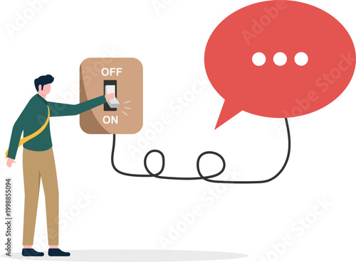 Expert activating communication with chat bubble power switch