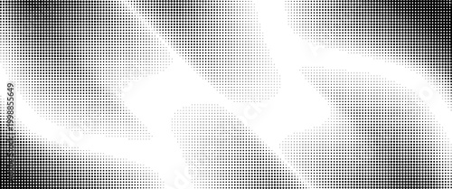 Grunge halftone gradient background. Faded grit noise texture. White and black sand wallpaper. Retro pixelated backdrop. Anime or manga style comic overlay. Vector graphic design textured template