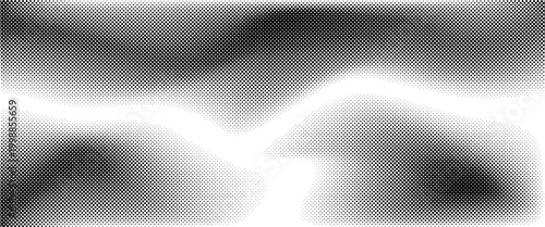 Grunge halftone gradient background. Faded grit noise texture. White and black sand wallpaper. Retro pixelated backdrop. Anime or manga style comic overlay. Vector graphic design textured template