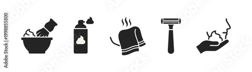 Shaving and Grooming Essentials Icon Set