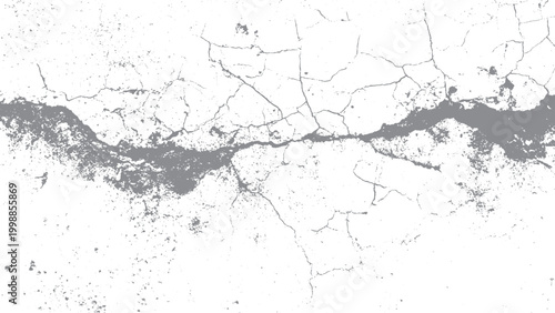 Black and white cracked concrete wall texture with grunge effect Vintage fractured wall texture with scribble crack pattern