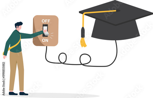Professional activating higher education with mortarboard switch