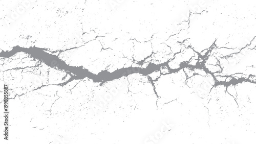 Black and white cracked concrete wall texture with grunge effect Vintage fractured wall texture with scribble crack pattern