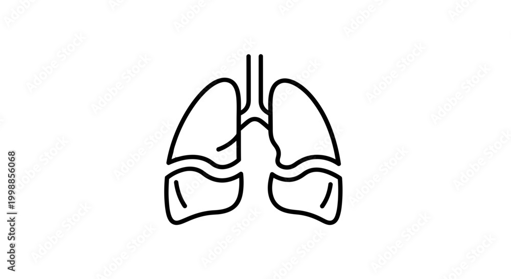 Fototapeta premium Human Lungs Icon Outline Vector Illustration, Respiratory System, Medical Symbol