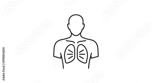 Human chest outline with lungs illustration, medical concept