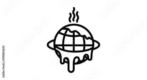 Melting Globe Icon Symbolizing Global Warming and Climate Change