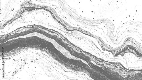 Stylized terrain cross section with dark textured base Layered soil and rock strata with wavy surface design