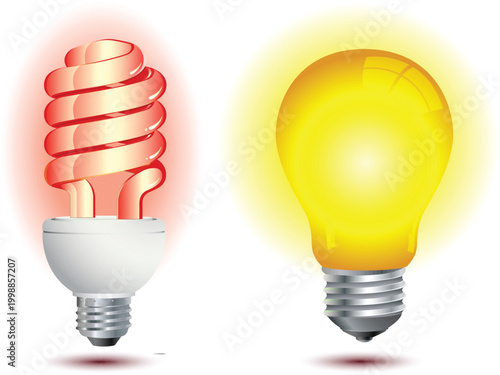 Comparison of compact fluorescent lamp and incandescent light bulb