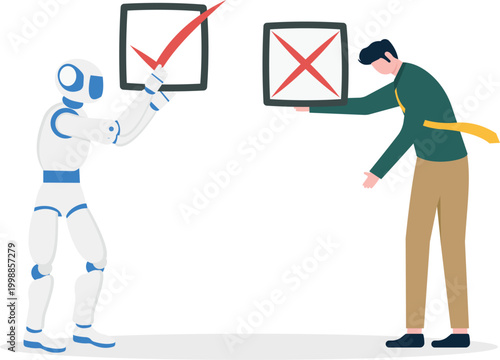 Robot and human comparing checklist tasks together