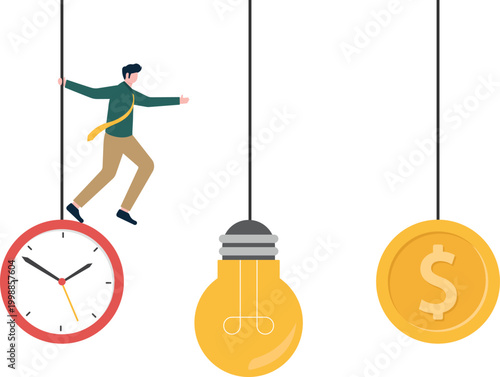 Human swinging on pendulums of time ideas and money