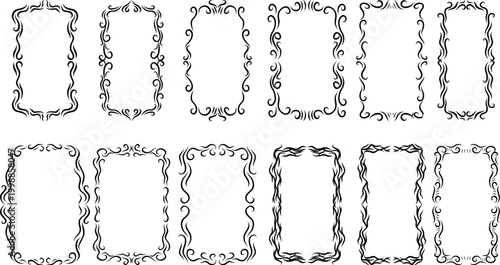 Neo Tribal frame. Cyber sigilism elements, gothic y2k sharp spikes sphere, square, rectangle. Vector illustration