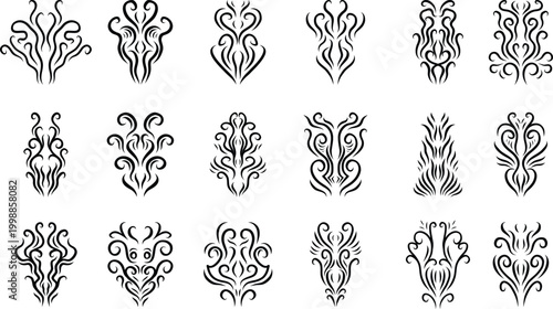 Big bundle of gothic tribal tattoo element. Vector illustration