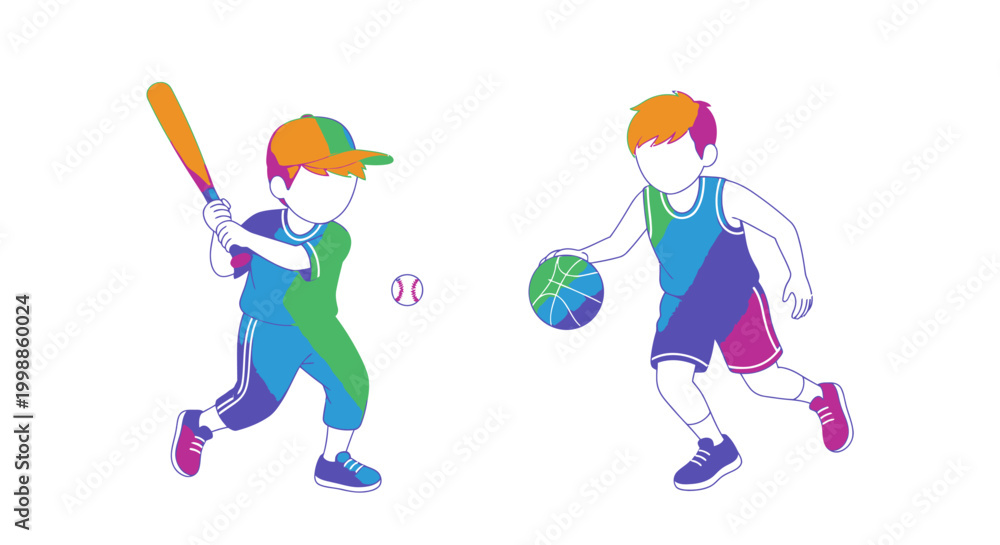 Fototapeta premium Children Playing Sports With Balls Energetically.