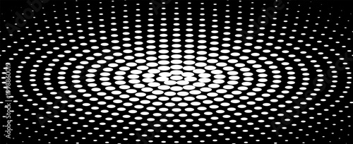 Set the points to create an abstract circle, black dots arranged in geometric rows. Vector illustration