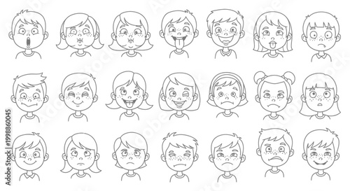 Cartoon faces of young people.