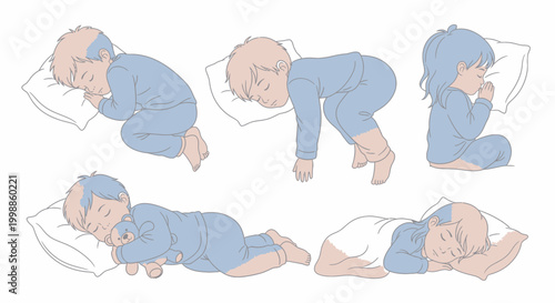 Baby Sleeping Different Positions Side Back.