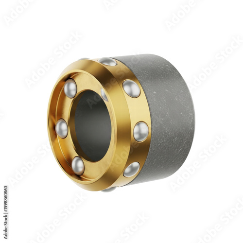 Cylindrical bearing with gold and gray elements