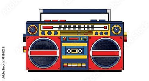 Retro Boombox Cassette Player - Vintage Music Entertainment