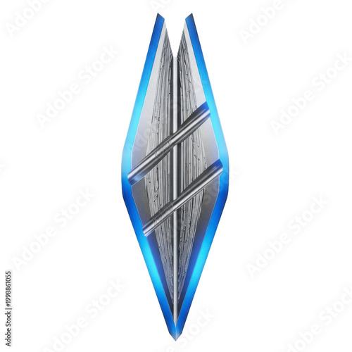 Abstract Blue And Silver Futuristic Emblem Or Shield