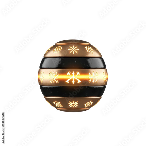 Mysterious glowing orb with ancient symbols