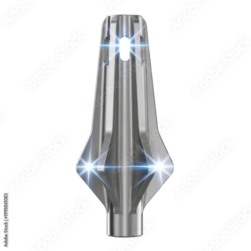 Modern metal object with light reflections isolated on black