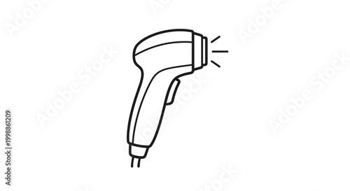 Handheld Shower Head Icon, Bathroom Fixture, Simple Line Art