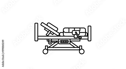 Hospital Bed Icon - Medical Equipment Line Art Illustration