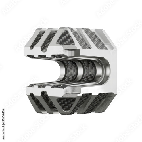 Modern machined metal object with carbon fiber insert