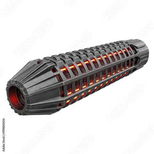 Futuristic SciFi weapon component glowing orange