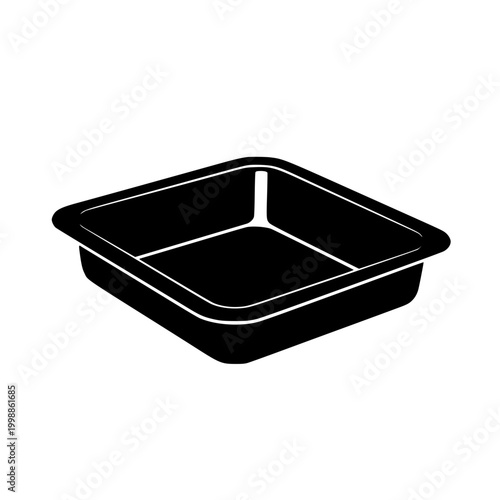 Black Silhouette of a Square Baking Pan or Tray Icon