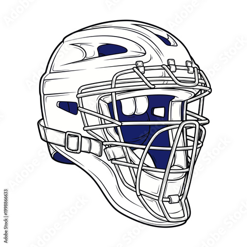 Baseball Catcher's Mask Isolated White Background Vector Illustration