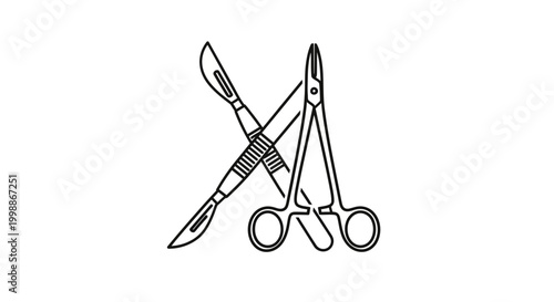 Surgical Instruments: Scalpel and Forceps Icon, Medical Tools, Healthcare, Surgery