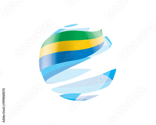 Tableau sur toile Flat of patriotic globe featuring waving Gabonese flag design