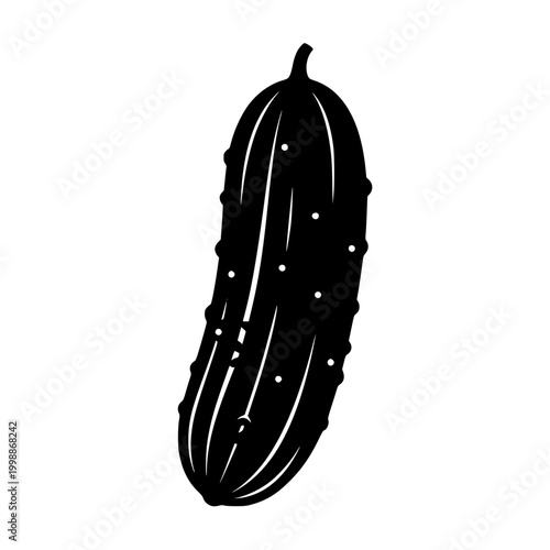 Black silhouette of a cucumber or pickle vegetable icon