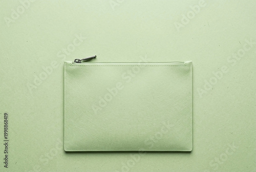 Eco friendly bio plastic pouch packaging on green background