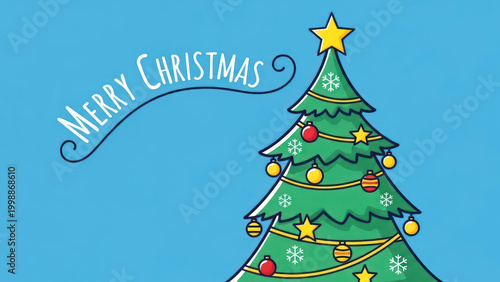 Decorated Christmas Tree with Lights and Star