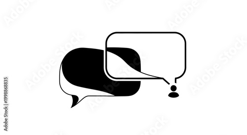 Black speech bubbles on white background.