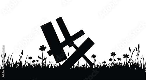 Lounge chair rests in a meadow of wild flowers during a peaceful summer afternoon.