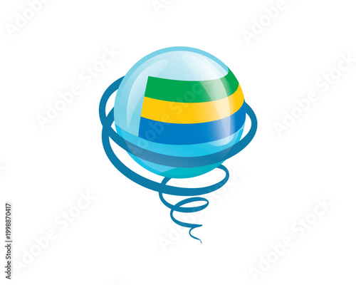 Slika na platnu Stylish international icon showcasing Gabonese flag within reflective globe desi