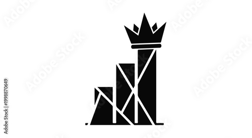 Bar chart crowned by a royal symbol illustrates the path to business dominance.