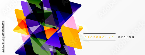 Abstract geometric shapes overlap, creating vibrant colorful composition. Modern design element for backgrounds, banners, presentations.