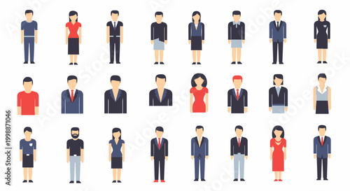 Diverse Business People Set: Men and Women in Flat Design for Presentations