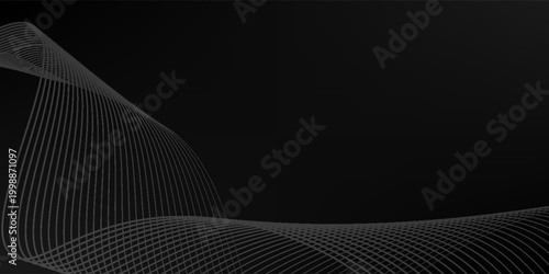 Abstract black background with wavy lines vector design flowing premium