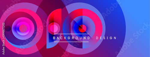 Abstract vibrant circles overlap creating dynamic gradient background. Modern design elements suggest technology, innovation.