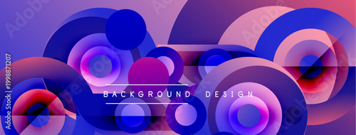 Abstract circles overlap, creating vibrant purple, blue, pink gradients. Modern design element for backgrounds, presentations.