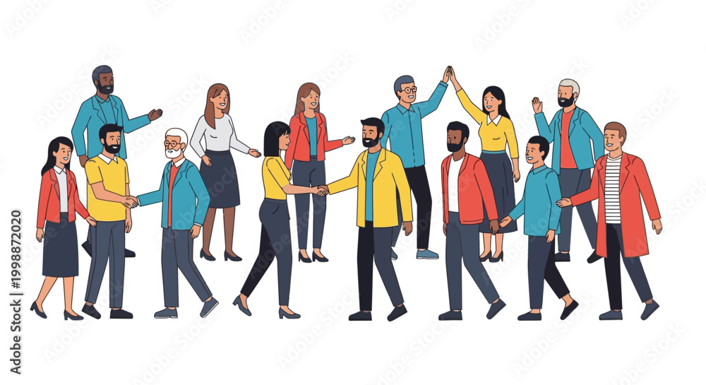 Fototapeta premium Diverse group of people shaking hands, celebrating teamwork and collaboration