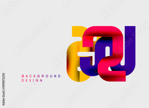 Abstract letter design. Vibrant colors blend, creating modern visual impact. Simple background enhances bold typography.