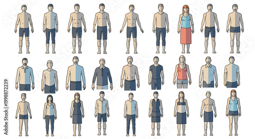 Diverse Group of Stylized People Characters - Flat Design